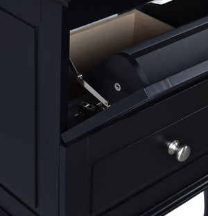 English Elm 24'' French-Style Bathroom Vanity with Ceramic Sink, Black Long Legs, 2 Drawers, Moisture-Resistant Elegance N710P195621B