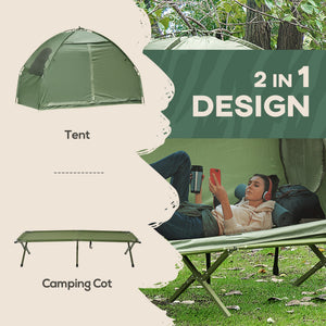 English Elm Outsunny Elevated Folding Cot Tent Combo for Solo Camping with Carry Bag Included W2225P200419