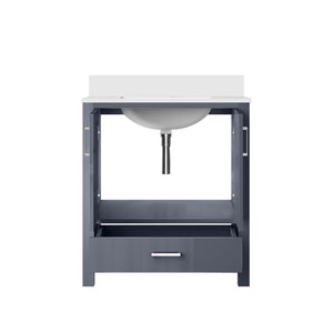 English Elm Dark Grey Bath Vanity With Cultured Marble Top, Soft-Close Drawers & Versatile Storage Solutions B2731P259001