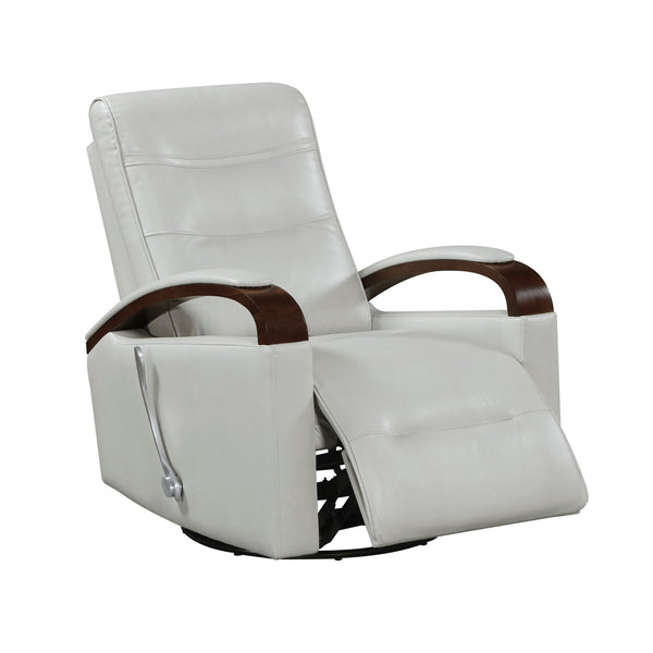 English Elm 1pc Swivel Gliding Recliner Faux Leather Upholstered with Solid Rubberwood Arms, Supportive Comfort and Smooth Motion Smoke 34 L x 33 W x 27 H B011P329245