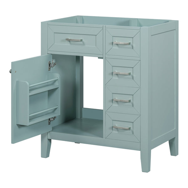 English Elm 30" Modern Bathroom Vanity Cabinet Base with 3 Drawers, Solid Frame MDF, Undermount Ready, 200lb Capacity Green WF321000AAF