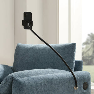 English Elm 37" Oversized Chenille Armchair with Ottoman Usb Charging Pocket Spring Living Room Blue N723P387145C