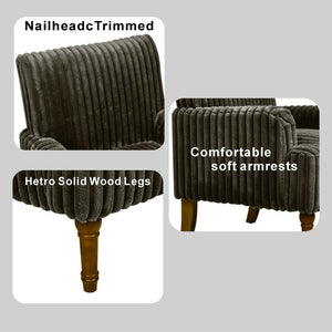 English Elm Modern Wide Wale Corduroy Accent Chair Solid Wood Legs Upholstered Living Room Seat Dark Coffee W5568P445691