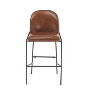 English Elm Christopher Knight Home® - Galen Upholstered Metal Barstool Set of 2 with Plush Stain-Resistant Fabric, Ergonomic Modern Design Brown N775P290453P