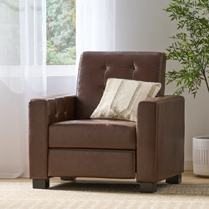 English Elm Christopher Knight Home® - RECLINER ergonomic PU leather lounge chair with plush padding and supportive design for home comfort and style Dark Brown 71978.00PUDBRN