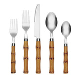 Cambridge 20-Pc Stainless Steel Flatware Set with Bamboo Handles, Dishwasher Safe