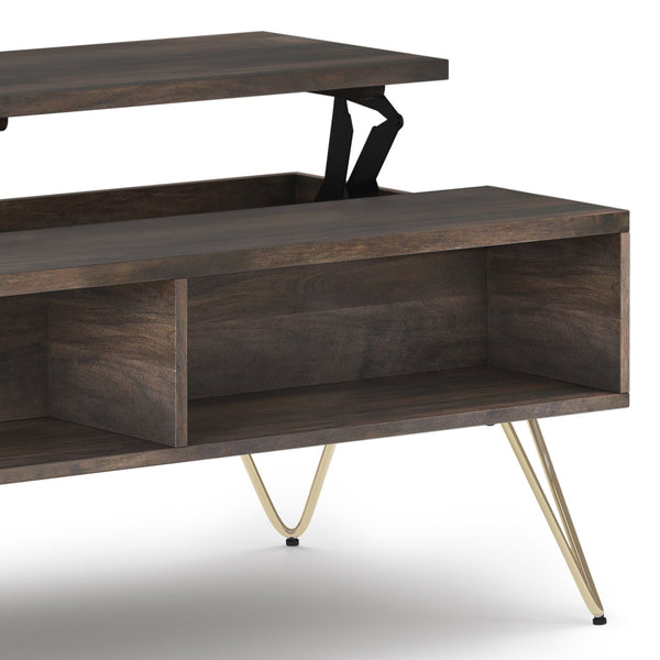 English Elm Hunter Lift Top Coffee Table - Versatile Ebony Finish With Smart Storage & Industrial Style Accents B136P158728