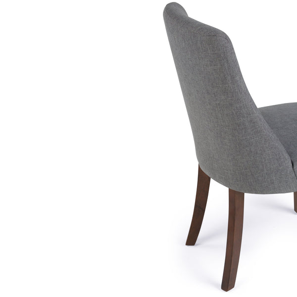 English Elm Walden Slate Grey Deluxe Dining Chair Set of 2 — Upholstered Linen Look, Curved Back, Solid Wood Legs B136P158588