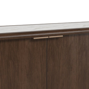 A.R.T. Furniture Verge Credenza: Modern Walnut Storage with Sculptural Base, Antique Brass Accents for Elegant Interiors 337252-1960