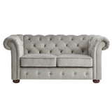 Homelegance By Top-Line Pietro Tufted Chesterfield Loveseat Grey Velvet