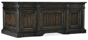 Hooker Furniture La Grange San Felipe Executive Desk With Antique Varnish, 7 Drawers, Removable Tray, Rustic Charm 6960-10563-89