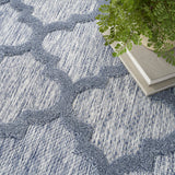 Nourison Easy Care NES01 Machine Made Flat Weave Solid Border Indoor/Outdoor Modern Outdoor Rug Denim Blue, Denim Blue 84% Polypropylene,16% Polyester 99446041951