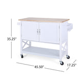 Christopher Knight Home® - Noble House - Finzer Farmhouse Kitchen Cart with Wheels, White and Natural