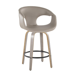 English Elm Fixed-height Swivel Counter Stools with Faux Leather Seats and Chrome Footrest Set of 2 B202S01808