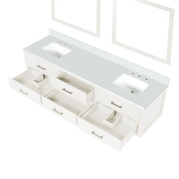 English Elm White Double Bath Vanity Set With Cultured Marble Top & Two 36" Mirrors – Stylish & Functional Upgrade B2731S01579-GIGA