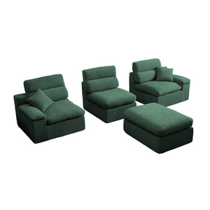 English Elm Corner Chenille Sectional Sleeper Sofa with High Back Support for Apartment Living Dark Green W5532S00037