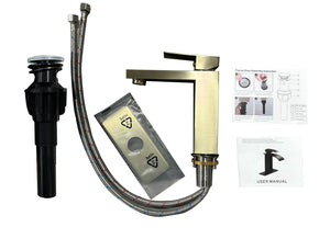 English Elm Single Handle Bathroom Faucet - Brushed Gold Stainless Steel Lavatory Fixture For Modern Spaces T3177P388144-GIGA