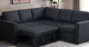 English Elm Sectional Sofa Bed, Modern Black Design For Compact Living, Versatile Comfort & Easy Assembly B205S00043-GIGA