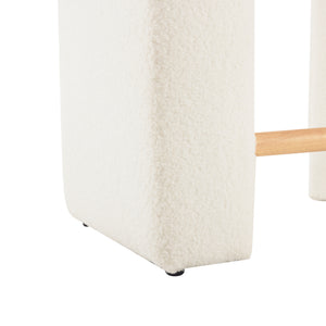 English Elm Christopher Knight Home® - 24'' Boucle stool with inverted U design, cozy loop-pile seating, durable rubberwood footrest, modern set of 2 White N780P187017K