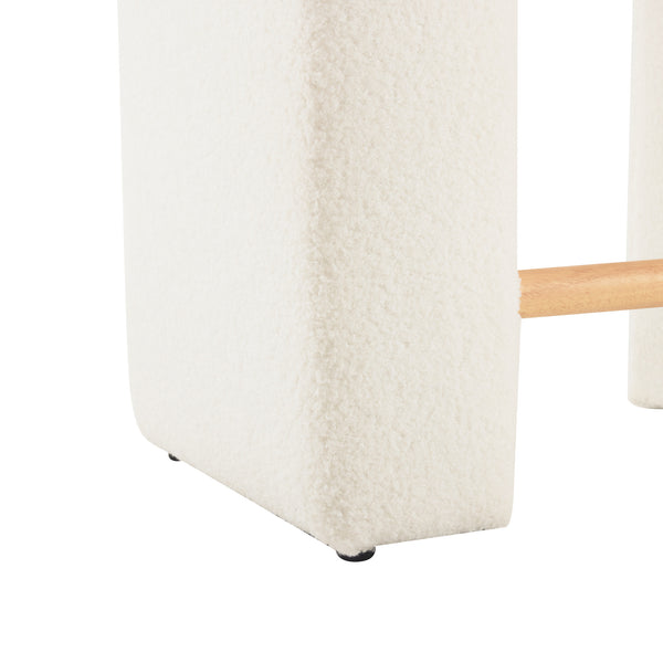 English Elm Christopher Knight Home® - 24'' Boucle stool with inverted U design, cozy loop-pile seating, durable rubberwood footrest, modern set of 2 White N780P187017K