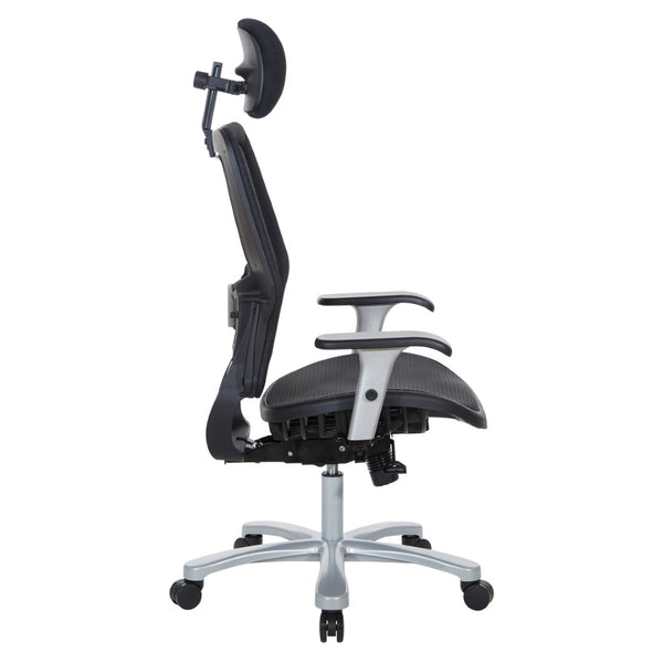 OSP Home Furnishings Air Grid Big and Tall Executive Chair with Breathable Mesh Lumbar Support and Synchro Tilt 63-11A653RHM