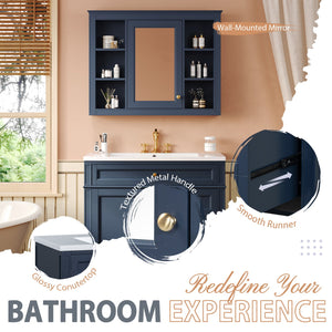 English Elm 36'' Modern Bathroom Vanity Set With Sink, Mirror & 6 Open Shelves - Stylish Storage Solution! N710S236006C