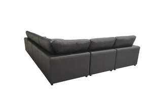 English Elm Leather Match Modular Sectional Sofa with Top Grain Upholstery for Open Living Rooms Blue Gray B2748S00171