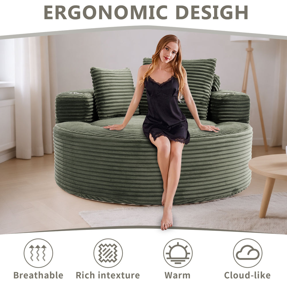 English Elm Round Cloud Sectional Sofa Bed with Memory Foam Cushions for Studio Living Spaces Green W3224P444283