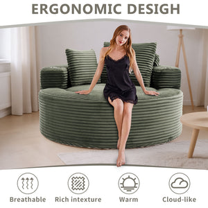 English Elm Round Cloud Sectional Sofa Bed with Memory Foam Cushions for Studio Living Spaces Green W3224P444283