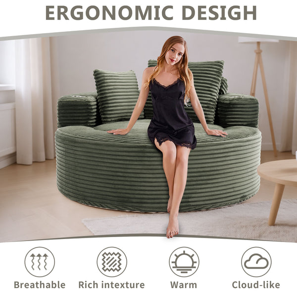 English Elm Round Cloud Sectional Sofa Bed with Memory Foam Cushions for Studio Living Spaces Green W3224P444283