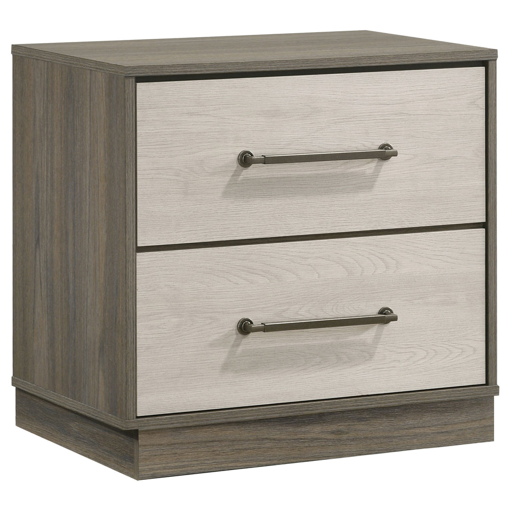 English Elm Edmondson Two-tone Grey Oak Nightstand with Floating Base and Antique Nickel Pulls B062P441293