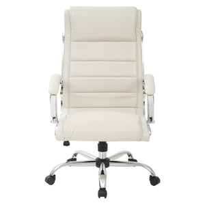 OSP Home Furnishings Executive Faux Leather Office Chair with Lumbar Support Chrome Accents and Padded Arms FL1327C-U28