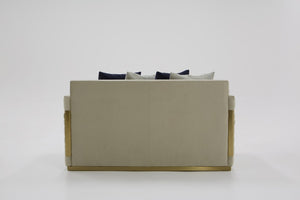 VIG Furniture Tenaya Stone Velvet Loveseat With Gold Trim — Plush Fully Padded Seat, 6 Pillows, No Assembly VGHKF3073-40-STN