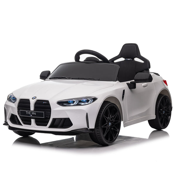English Elm Bmw M4 Licensed Kids Ride on Car with Parental Remote Dual Motors and Led Lights White W1578P214202