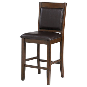 English Elm Upholstered Counter Height Chairs Set of 2 in Rich Walnut with Brown Faux Leather, Padded Comfort B011P311871