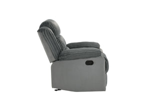 English Elm Lesley Plush Gray Corduroy & Velvet Motion Glider Recliner with Pocket Coil Seat, 330lb Capacity B2726P320782