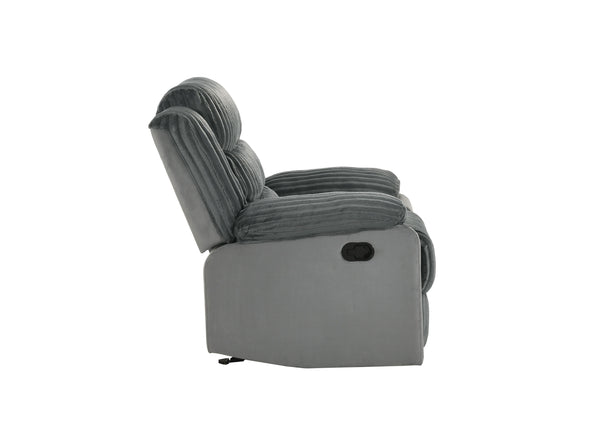 English Elm Lesley Plush Gray Corduroy & Velvet Motion Glider Recliner with Pocket Coil Seat, 330lb Capacity B2726P320782