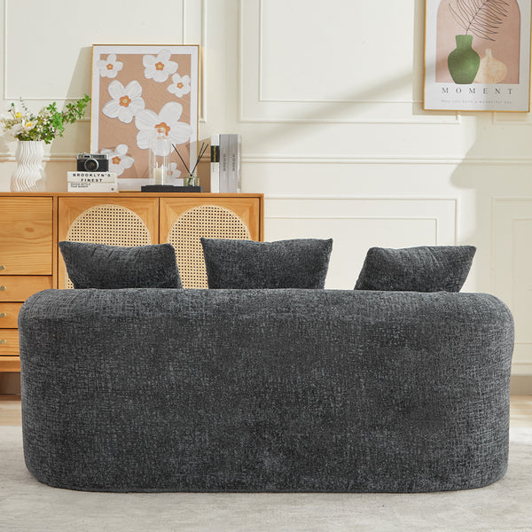 English Elm Curved Chenille Loveseat with Memory Foam Deep Seat and Three Pillows for Compact Living Grey W2915P370963