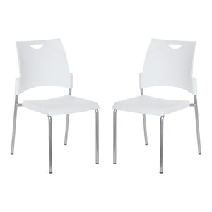OSP Home Furnishings Straight Leg Stackable Office Chair Polyurethane Seat Modern Frame Ships Fully Assembled White 2-Pack STC8300C2-11