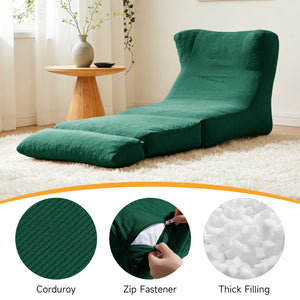 English Elm Cloud Corduroy Sleeper Chair Foldable High Density Foam Seat for Small Space Living Green W1765P448642
