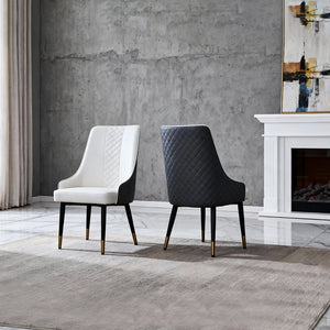 English Elm Modern Pu Leather High Back Dining Chairs Waterproof Steel Frame Set of 2 W2699P401053