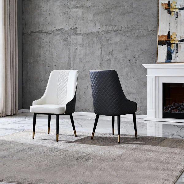 English Elm Modern Pu Leather High Back Dining Chairs Waterproof Steel Frame Set of 2 W2699P401053