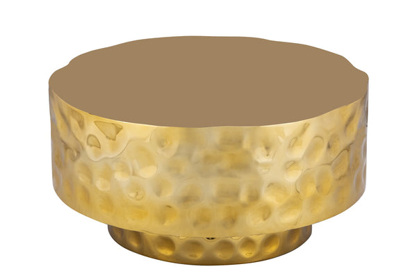 English Elm CT-90-25-30 Hand-Hammered Stainless Steel Coffee Table in Gold — Modern Rounded Design, Unique Texture, Luxe Finish (90) B009P321116