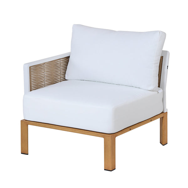 English Elm Vine 4-Piece Conversation Set Cream — Waterproof Aluminum & UV-Resistant Cushions, Marble Table Elegance B365S00106