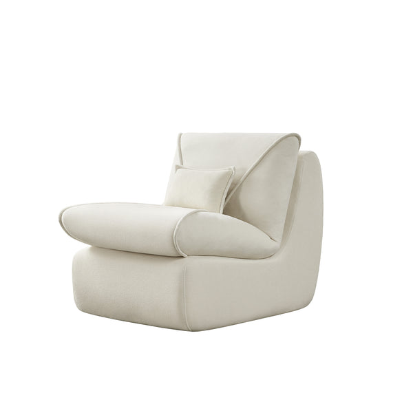 English Elm Compressed Lounge Chair with Ottoman - Space-Saving Chenille Upholstered Sofa, High-Density Foam Comfort Beige W1036P251827