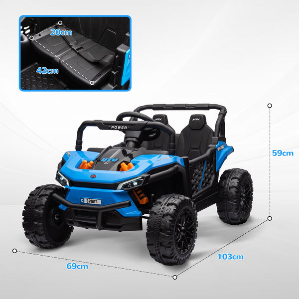 English Elm Qaba 12v Dual Motor Kids Ride on Utv Off Road Electric Car with Remote Control Blue W2225P249882