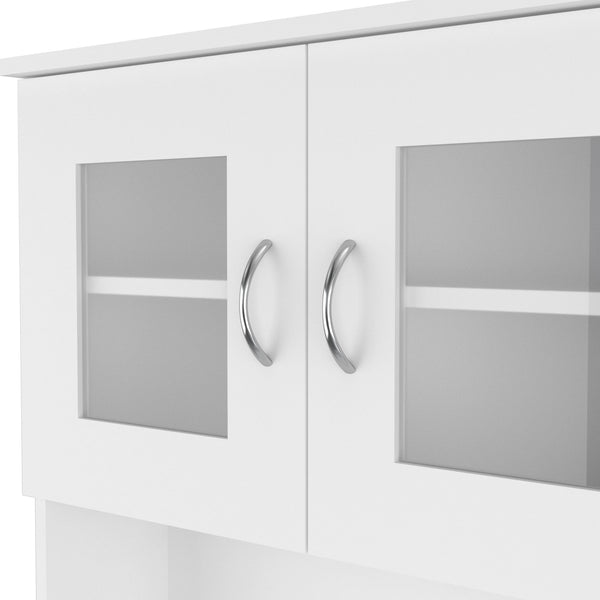 English Elm Capienza 66" White Pantry Cabinet with Double Top Doors, Drawer, Two Shelves & Three Side Racks B20091899