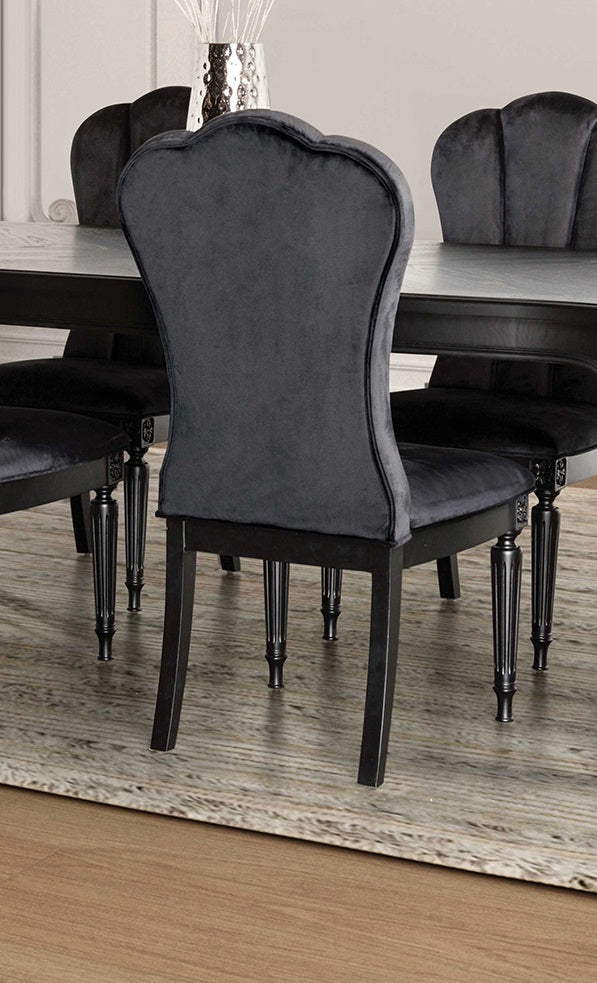 English Elm Glam 2-Piece Side Chair Set With Fluted Legs – Upholstered Comfort In Elegant Black Finish For Modern Homes B2741P406181