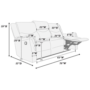 English Elm Recliner Sofa with Burlap Woven Fabric Plush Seating for Family Room Comfort B089P240481