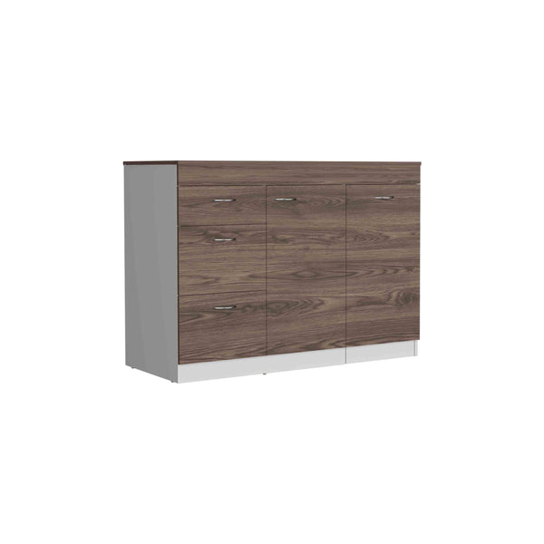English Elm Joliet Multicolor Kitchen Base Cabinet with Countertop, 3 Drawers, Flexible Cabinet & Metal Hardware B128S00138
